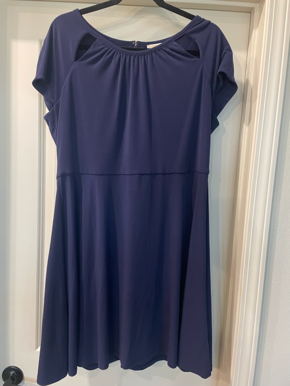MICHAEL Michael Kors Navy Blue Cutout Short Sleeve Dress